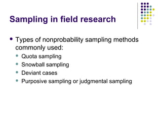 Field Sample Methods Field research | PPT