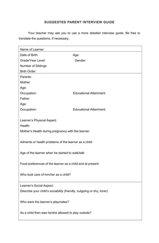 Interview Question Field Study Guide Field study 1(episode 4) | DOC