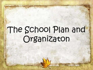 The School Plan and
Organizaton
 