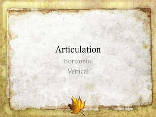 Articulation
Horizontal
Vertical
 