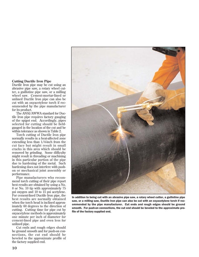 Field welding and cutting ductile iron pipe
