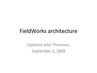 FieldWorks architecture

   Updated John Thomson,
     September 5, 2009
 