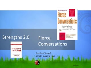 Fierce
Conversations
Strengths 2.0
Problem? Issue?
What’s bugging you?
clker.com
 