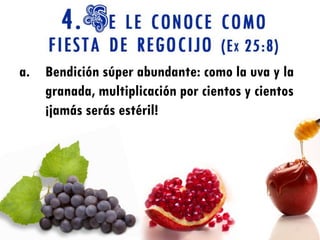 a. Bendición súper abundante: como la uva y la
   granada, multiplicación por cientos y cientos
   ¡jamás serás estéril!
 