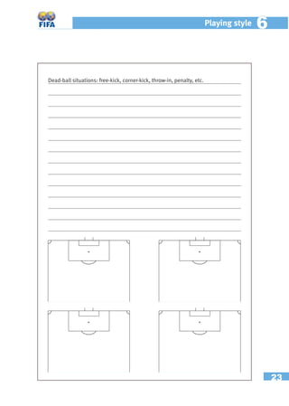 23
Playing style 66
Dead-ball situations: free-kick, corner-kick, throw-in, penalty, etc.
 