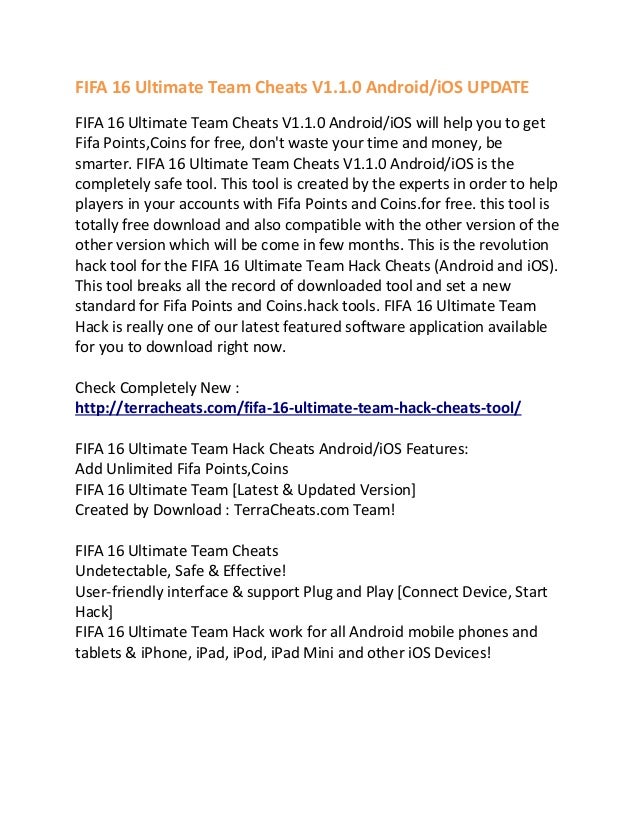 Fifa 16 Ultimate Team Cheats V1 1 0 Androidi Os Update