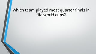 Which team played most quarter finals in
fifa world cups?
 