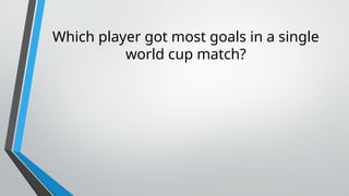 Which player got most goals in a single
world cup match?
 