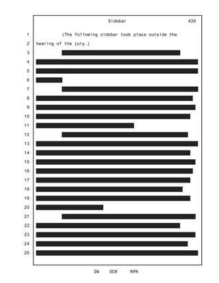 1
2
3
4
5
6
7
8
9
10
11
12
13
14
15
16
17
18
19
20
21
22
23
24
25
Sidebar
SN OCR RPR
439
(The following sidebar took place outside the
hearing of the jury.)
 