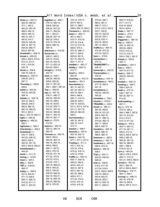 three [24] - 459:13,
462:20, 466:23,
471:1, 480:3,
482:23, 483:18,
489:9, 494:12,
495:9, 495:12,
495:15, 497:1,
497:8, 514:7,
526:23, 526:24,
549:14, 561:10,
564:25, 580:17,
603:8, 607:25
threshold [1] - 608:13
throat [9] - 605:23,
606:4, 609:4, 610:2,
612:13, 613:7,
614:1, 615:24,
620:19
throw [3] - 536:6,
536:18, 536:19
thrown [4] - 536:10,
536:25, 537:2,
567:11
Thursday [2] - 559:8,
628:6
ticket [4] - 543:20,
543:23, 544:25,
548:14
tickets [12] - 534:19,
553:10, 554:2,
558:25, 559:3,
560:8, 560:18,
560:19, 560:23,
561:2, 563:3
tie [2] - 470:19, 492:17
tight [1] - 539:22
tighter [2] - 498:20,
506:3
tightness [1] - 506:7
time-being [1] - 625:2
timestamp [11] -
543:17, 544:5,
547:22, 548:12,
549:6, 550:4,
550:23, 551:18,
553:3, 553:9, 554:21
timestamped [1] -
544:20
timid [1] - 611:10
timing [1] - 619:6
tired [1] - 545:3
title [1] - 529:8
TNT [2] - 539:24,
585:17
today [11] - 506:9,
541:8, 544:24,
571:13, 600:4,
606:11, 606:12,
610:20, 611:11,
620:11, 627:23
together [20] - 469:1,
478:14, 485:19,
509:8, 530:24,
536:24, 541:23,
550:11, 550:24,
551:1, 553:21,
556:25, 557:10,
565:23, 579:9,
579:10, 579:18,
586:6, 588:19,
589:14
tolerance [1] - 616:20
tomorrow [10] -
448:21, 449:3,
449:12, 516:6,
543:19, 553:10,
571:13, 603:14,
624:25, 628:3
tonight [2] - 516:8,
602:19
took [10] - 439:1,
489:25, 490:22,
509:6, 520:20,
535:17, 551:25,
552:1, 588:7, 597:24
Top [1] - 558:20
top [19] - 467:18,
478:11, 480:17,
480:20, 490:25,
494:18, 498:4,
502:16, 503:8,
512:24, 529:11,
543:21, 547:10,
553:24, 556:20,
559:11, 563:10,
563:14, 567:11
topic [2] - 572:6,
572:22
topics [4] - 552:10,
585:12, 585:14,
585:16
Torneos [52] - 459:15,
460:9, 463:5,
463:24, 464:14,
464:18, 464:19,
466:8, 466:9,
466:11, 467:6,
469:3, 470:10,
470:20, 471:16,
471:22, 472:9,
472:23, 473:2,
474:22, 475:1,
485:19, 488:23,
489:4, 500:22,
502:2, 534:22,
539:23, 549:18,
552:19, 552:21,
564:18, 565:19,
566:24, 566:25,
567:4, 576:25,
579:12, 579:17,
597:5, 597:6,
597:11, 598:7,
598:8, 600:12, 602:3
Torneos's [1] - 502:22
total [21] - 460:17,
461:2, 462:7,
475:17, 475:18,
475:19, 514:8,
514:15, 514:18,
569:6, 570:3,
573:16, 596:17,
597:11, 600:8,
600:22, 601:8,
601:10, 602:10,
602:11, 611:4
totalled [1] - 462:17
totally [2] - 500:13,
612:17
touch [2] - 505:4,
602:24
touching [1] - 612:13
tourist [1] - 591:5
tournament [22] -
481:10, 481:21,
481:24, 483:13,
483:15, 484:1,
484:4, 484:8,
484:11, 514:15,
528:25, 529:3,
530:15, 530:23,
531:5, 531:6, 531:8,
531:11, 531:18,
582:22, 584:25,
585:5
tournaments [5] -
482:16, 491:9,
495:19, 514:7,
573:17
toward [1] - 596:7
towards [3] - 497:9,
503:16, 622:13
track [4] - 544:19,
577:1, 577:3, 577:9
Trading [9] - 471:3,
472:1, 474:14,
474:18, 475:5,
475:22, 476:13,
478:13, 479:6
Traffic [43] - 459:15,
459:17, 459:18,
459:23, 462:5,
463:9, 463:12,
464:12, 467:4,
467:5, 467:19,
467:25, 469:2,
469:4, 471:1,
471:25, 472:3,
472:6, 474:12,
475:6, 475:18,
479:24, 480:1,
480:2, 481:3,
488:17, 510:1,
510:2, 510:3, 532:5,
532:7, 532:8,
532:13, 532:23,
532:25, 533:1,
533:9, 533:11,
533:16, 587:6,
587:13, 602:3
Traffic's [5] - 464:10,
474:20, 474:23,
475:19, 532:21
train [1] - 618:8
transaction [1] -
475:13
TRANSCRIPT [1] -
429:10
transcript [1] - 430:23
Transcription [1] -
430:24
transfers [2] - 476:19
translation [5] - 465:2,
477:18, 502:4,
541:15
translations [3] -
449:22, 449:25,
458:20
translator [1] - 555:1
trauma [1] - 619:21
TRAURIG [1] - 430:2
travel [15] - 485:11,
487:25, 493:8,
526:16, 531:23,
538:9, 562:19,
566:11, 566:12,
579:20, 582:13,
584:11, 585:8,
588:4, 625:15
traveled [6] - 526:18,
566:6, 566:15,
588:6, 588:10
treasurer [1] - 493:4
treasury [1] - 552:14
treatment [3] - 567:16,
568:6, 573:15
trend [2] - 462:23,
506:5
Trial [4] - 624:11,
624:23, 626:20,
626:24
trial [26] - 458:8,
516:2, 517:18,
517:24, 518:4,
535:2, 549:8, 549:9,
549:10, 558:21,
593:8, 602:21,
602:24, 603:7,
605:12, 605:15,
607:11, 608:21,
All Word Index//USA v. Webb, et al.
VB OCR CRR
28
609:13, 616:22,
617:1, 617:2,
619:16, 620:8,
623:4, 624:8
trials [1] - 597:17
tricks [1] - 474:3
tries [1] - 603:2
triggered [1] - 490:19
trip [12] - 489:21,
493:13, 493:14,
493:20, 498:5,
510:5, 510:12,
510:13, 510:17,
534:5, 535:1, 591:5
troops [2] - 550:6,
550:11
troubled [1] - 607:3
true [3] - 558:3,
604:15, 617:12
trust [5] - 506:17,
506:22, 546:23,
547:5
trusted [1] - 546:13
trusting [3] - 546:7,
558:4, 625:10
truth [6] - 473:10,
538:1, 597:14,
597:25, 607:11,
614:20
truth-seeking [1] -
607:11
try [12] - 575:19,
579:10, 584:2,
584:3, 586:7, 587:8,
591:14, 612:22,
614:3, 615:7,
615:13, 617:22
trying [20] - 463:5,
463:11, 463:13,
471:10, 481:11,
506:6, 514:12,
545:5, 555:4, 557:4,
558:3, 560:16,
560:20, 561:16,
583:16, 589:25,
590:1, 598:9,
619:23, 621:6
turn [9] - 464:24,
468:2, 478:3, 478:9,
494:17, 512:12,
541:21, 550:5, 592:8
turned [6] - 591:22,
592:1, 600:16,
601:2, 602:6, 628:1
Turning [3] - 479:11,
584:11, 595:7
turning [14] - 466:13,
467:10, 478:18,
492:15, 493:8,
495:6, 497:9, 513:1,
 