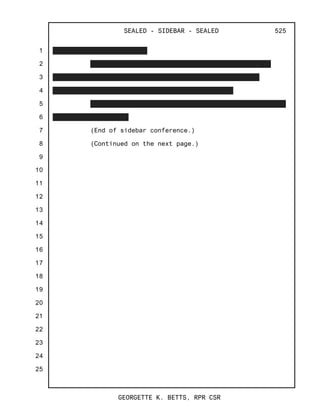 1
2
3
4
5
6
7
8
9
10
11
12
13
14
15
16
17
18
19
20
21
22
23
24
25
SEALED - SIDEBAR - SEALED
GEORGETTE K. BETTS, RPR CSR
525
(End of sidebar conference.)
(Continued on the next page.)
 