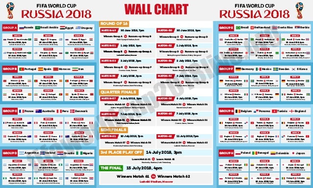 2018 Fifa World Cup Wall Chart