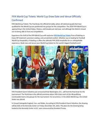 FIFA World Cup Tickets World Cup Draw Date and Venue Officially