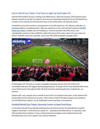 FIFA World Cup Tickets World Cup Draw Date and Venue Officially