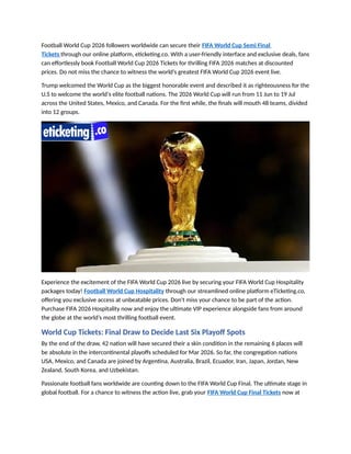 FIFA World Cup Tickets World Cup Draw Date and Venue Officially