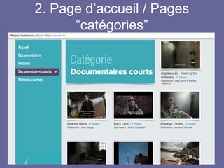 2. Page d’accueil / Pages
“catégories”
 
