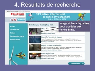 4. Résultats de recherche
Image et lien cliquables
pour accéder aux
fiches-films.
 