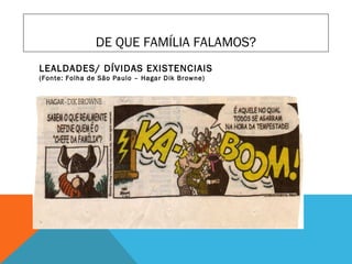 DE QUE FAMÍLIA FALAMOS?
LEALDADES/ DÍVIDAS EXISTENCIAIS
(Fonte: Folha de São Paulo – Hagar Dik Browne)
 