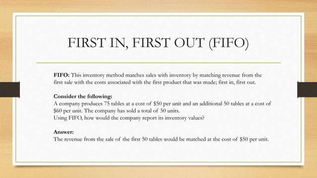 First In, First Out (FIFO); Last In, Last Out (LIFO) | PPTX | Stocks ...