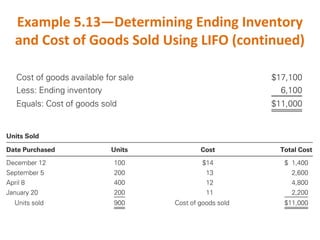 Example 5.13—Determining Ending Inventory
and Cost of Goods Sold Using LIFO (continued)
 