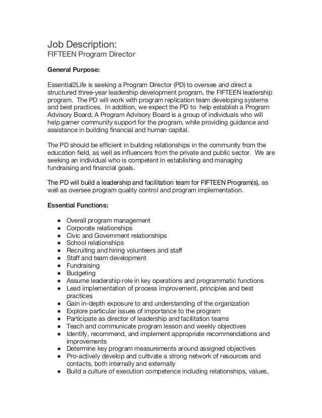 program director description essential to school leadership program program director description essential to school leadership program