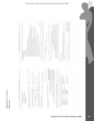 Fifteen Years Later: Home-Educated Canadian Adults, 2009Fifteen Years Later: Home-Educated Canadian Adults, 2009
52Canadian Centre for Home Education 2009
AppendixE(cont.)
Questionnaire
 