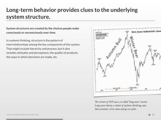 Long-term behavior provides clues to the underlying
system structure.
System structures are created by the choices people ...