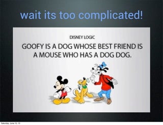 wait its too complicated!
• How many of you have web development
experience?
• How many of you develop native mobile
apps?
• How many of you don’t like web
development just because javascript
Saturday, June 15, 13
 