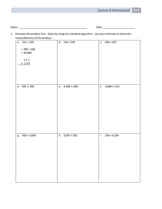 Fifth grade module 2 homework | PDF