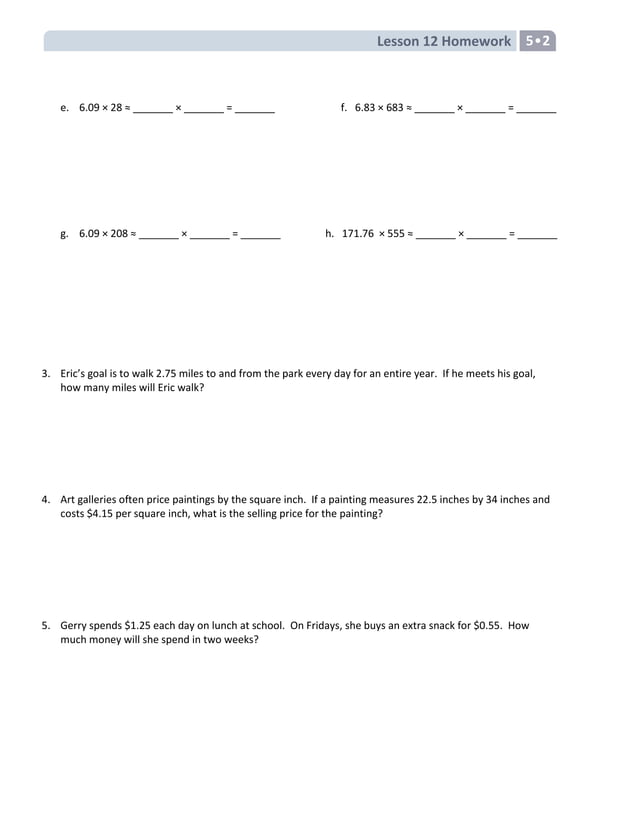 Fifth grade module 2 homework