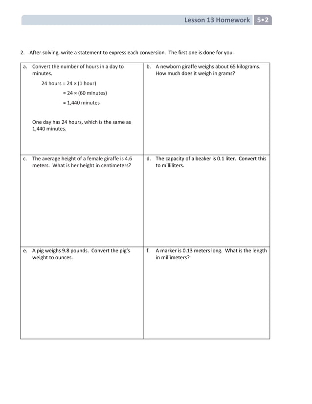 Fifth grade module 2 homework