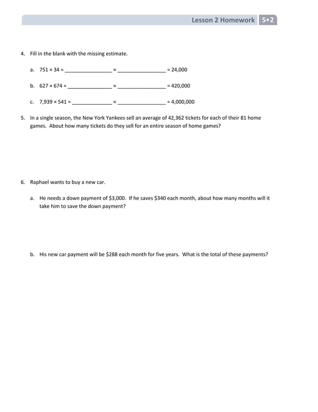 Fifth grade module 2 homework