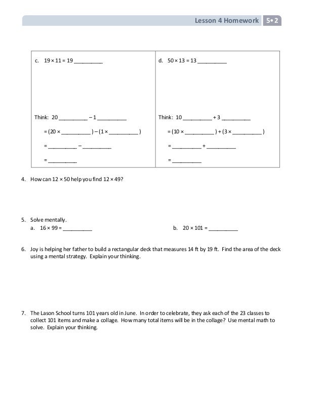 Fifth grade module 2 homework