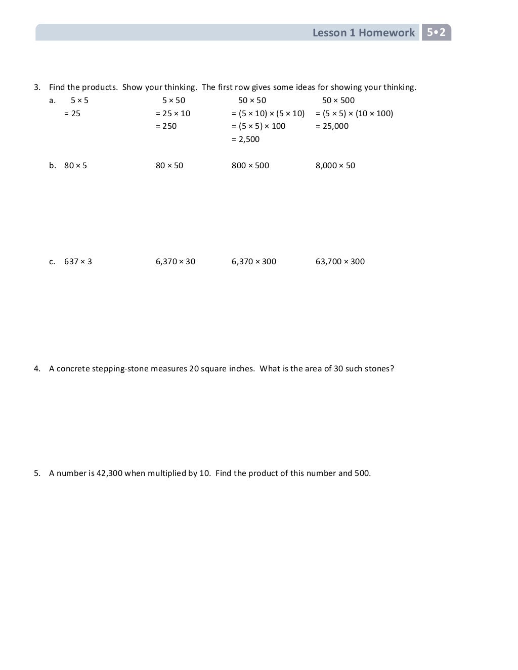 Fifth grade module 2 homework