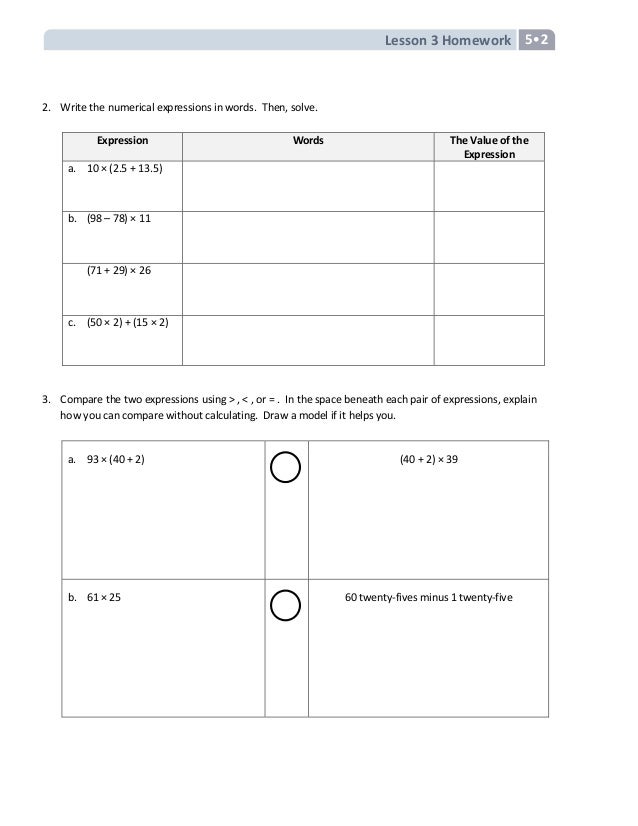 Fifth grade module 2 homework