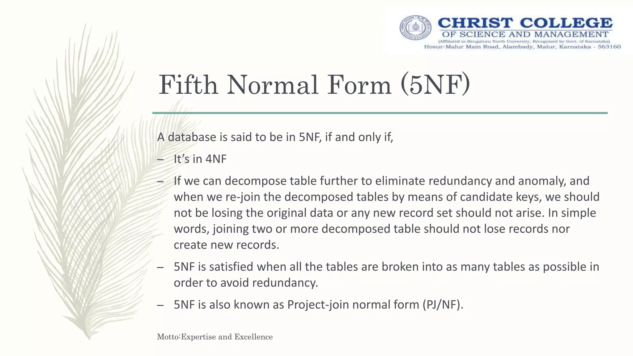 Fifth normal form | PPTX