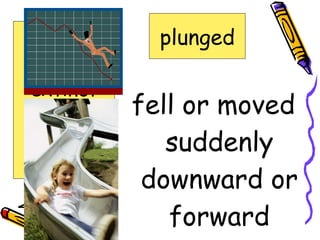 fell or moved suddenly downward or forward plunged armor encases extinct hideous plunged serpent 