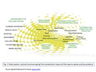 Fig. 1 Food system; cyclical structure going from production inputs all the way to waste and by-products

  Source Agrifood Research Finland; www.mtt.fi
 