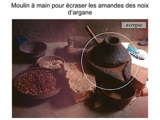 Moulin à main pour écraser les amandes des noix d’argane 