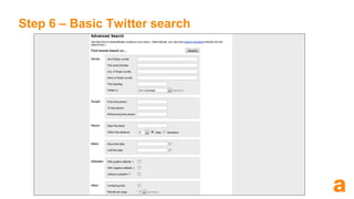 Step 3 - How might we spend our time? TPH for keywords (tweets per hour) Keyword 1: 12tph Keyword 2: 5tph Keyword 3: 5tph General relevant topics: 10tph 32tph potential relevant tweets per hour * 7hours = 224 tweets per day Average tweet = 30 seconds. 224 tweets to respond to = c. 112 minutes per day = 10 hours per week = 40 hours per month * hourly rate... 