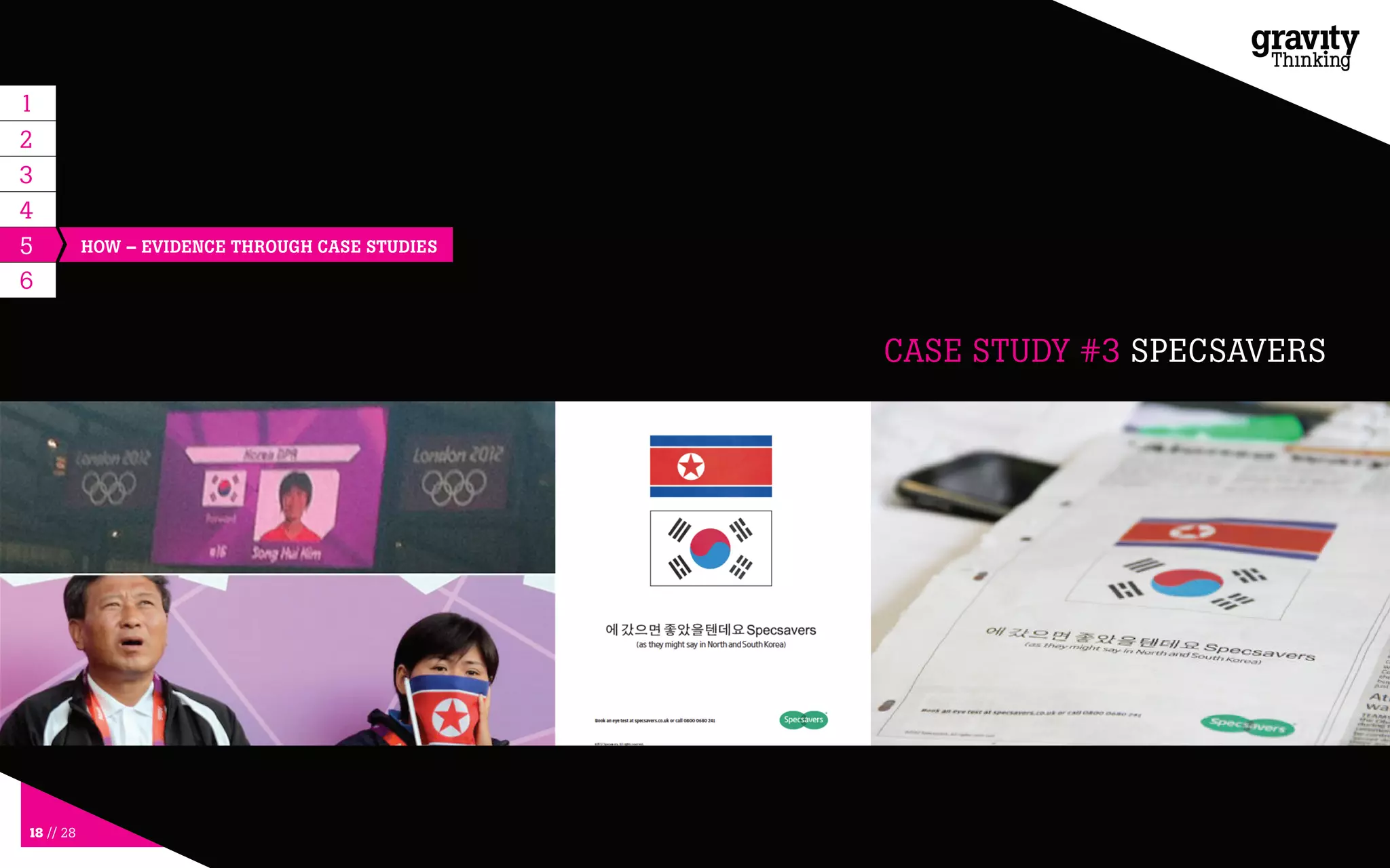 18 // 28
5
6
CASE STUDY #3 SPECSAVERS
HOW – EVIDENCE THROUGH CASE STUDIES
1
2
3
4
 