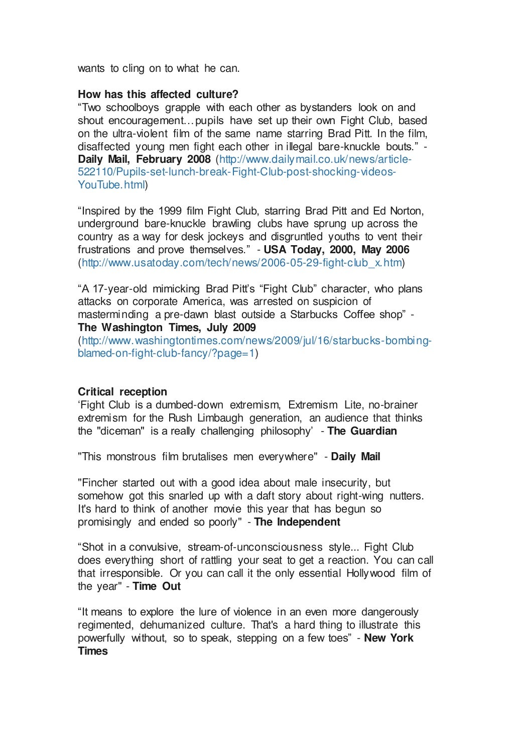Fight Club Essay Topics & Writing Assignments