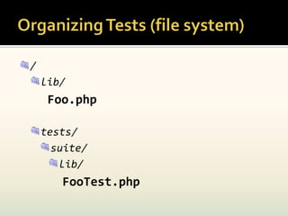 /
    lib/
     Foo.php

    tests/
      suite/
       lib/
       FooTest.php
 