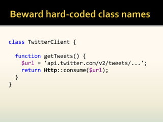 class TwitterClient {

    function getTweets() {
      $url = 'api.twitter.com/v2/tweets/...';
      return Http::consume($url);
    }
}
 