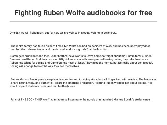 Fighting ruben wolfe essay