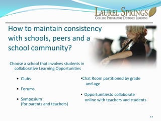 Distance learning uses technology as a social and educational tool that fosters community and deeper relationship.