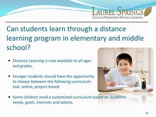 The goal is to avoid isolation as students immerse themselves in 21st Century technology. Technology opens the door for TCKs to connect across any border.10What is the difference between homeschooling and distance learning?Homeschoolingis generally when the parent teaches their children without the support of an institution or organization. Parents research and purchase curriculum that they feel suits their child’s needs. Parents teach, grade, monitor and guide children through the learning process.