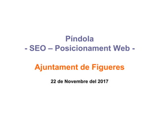 Píndola
- SEO – Posicionament Web -
Ajuntament de Figueres
22 de Novembre del 2017
 