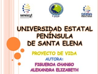 UNIVERSIDAD ESTATAL
PENÍNSULA
DE SANTA ELENA
PROYECTO DE VIDA
AUTORA:
FIGUEROA CHANGO
ALEXANDRA ELIZABETH
 