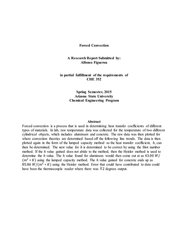 Forced Convection FullTechnical Lab Report